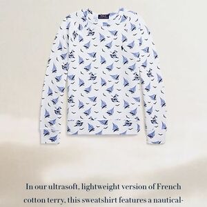 Polo Ralph Lauren White Bear Spa Terry All Over Print Sweatshirt Boys L 14-16